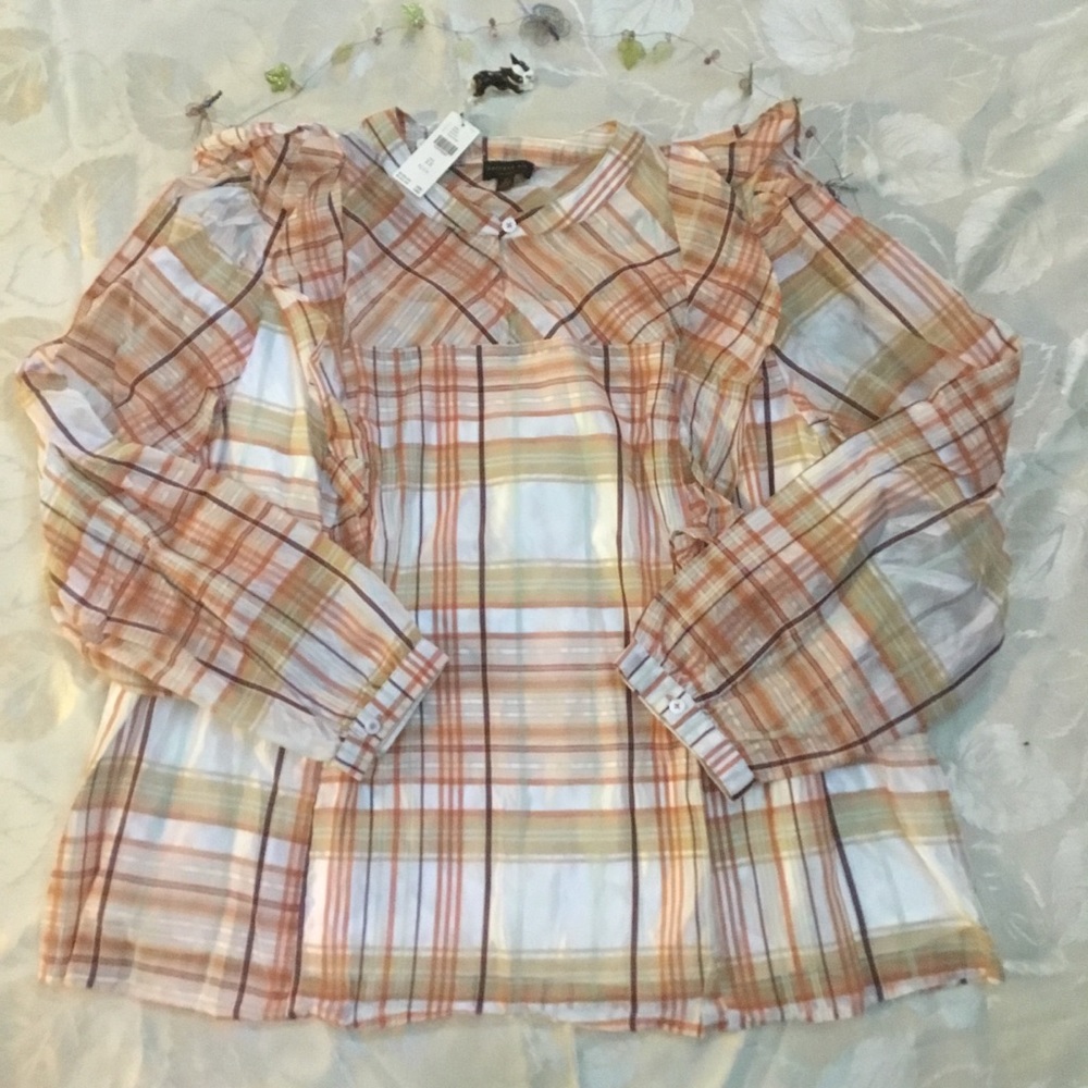 ANTHROPOLOGIE Ruffled Peasant Blouse Top L & 1X - Picture 2 of 8